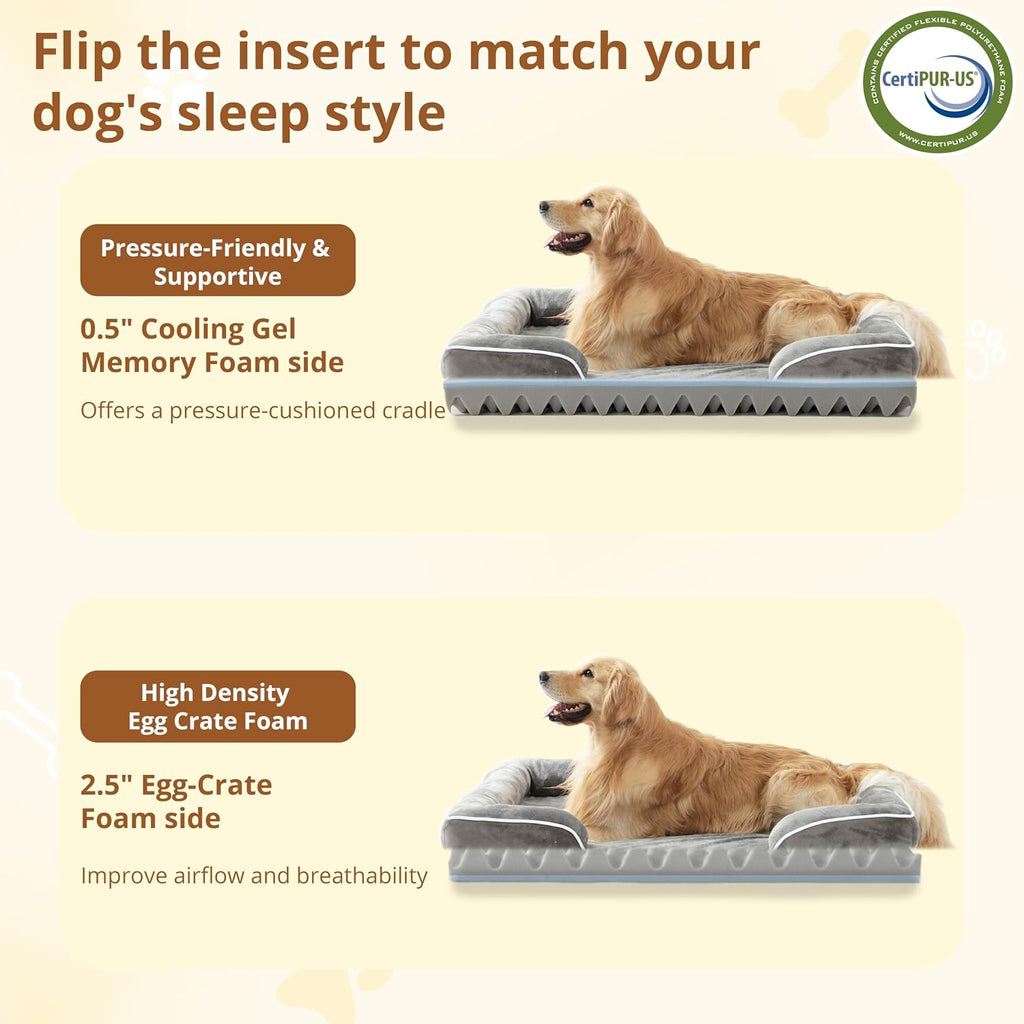 Orthopedic Dog Bed Medium Size Dogs: Comfort Cats Couch Sofa with Washable Removable Cover, Soft Flannel