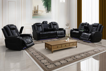 Power Leather Recliner Sofa Set with LED Lights, Recliner Sofa Sectional Couches, Reclining Sofa, loveseat, Chair
