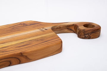 Premium Large Serving Board - Teak Charcuterie Board with Handle for Cheese, Appetizers & Food Presentation