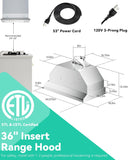 36 Inch Stainless Steel Wall Mount Range Hood 900 CFM Ultra-Quiet 4 Speed Touch & Remote Control, LED Lights Convertible Ducted/Ductless