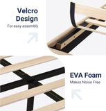 King Platform Bed Frame with Fabric Upholstered Headboard and Wooden Slats Support