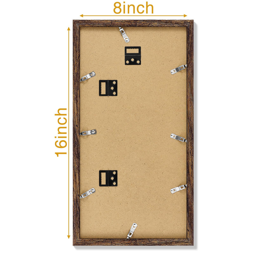 8x16 Collage Picture Frame for Wall Mounting, Rustic Brown