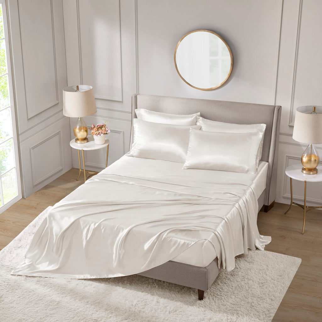 100% Mulberry Silk Sheet Set - 25 Momme Grade 6A, 21 Inch Deep Pocket, Luxurious Bed Sheets for Ultimate