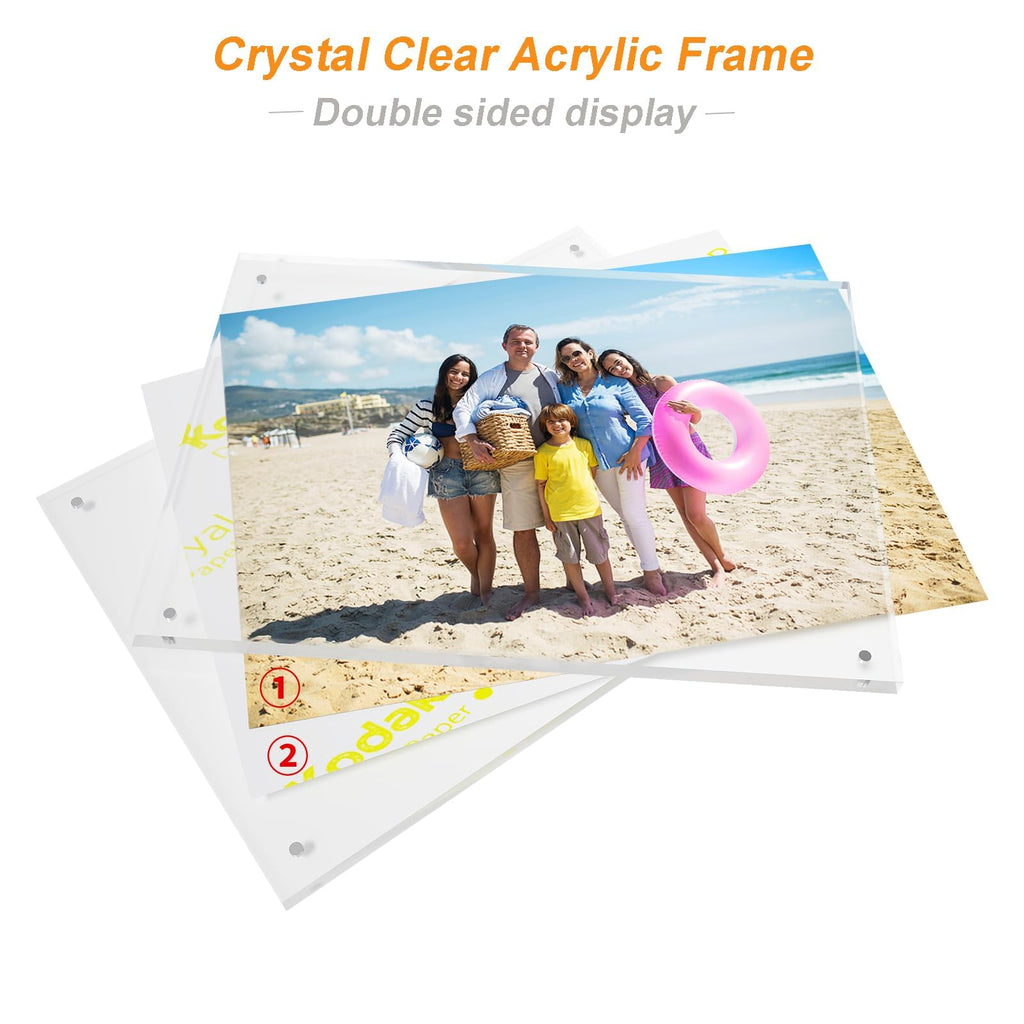 5 Pack 4x6 Magnetic Acrylic Picture Frame, Clear Floating with Base