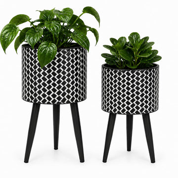 Metal Plant Pots with Legs Set of 2 Standing Planter Tripod