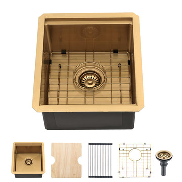 Brass Bar Sink Undermount, 15 x 17 Inch