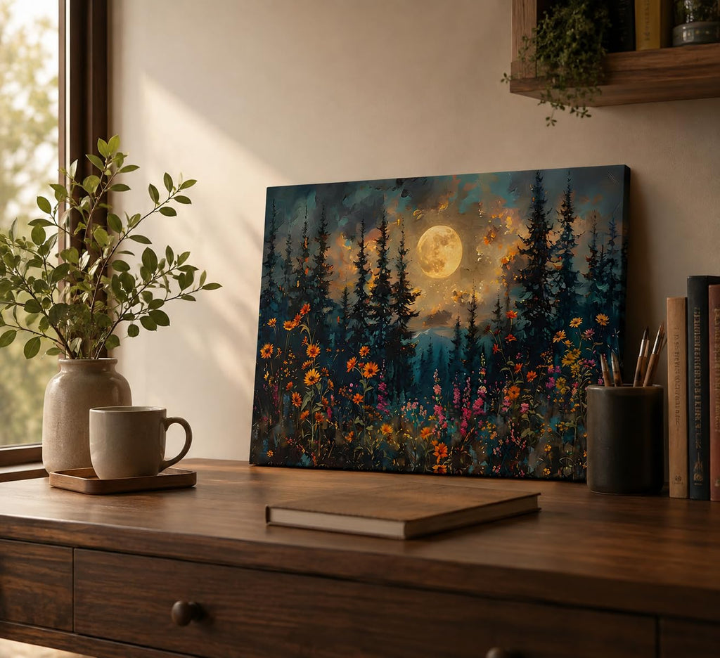 Full Moon Forest Canvas Wall Art 24x36Inch