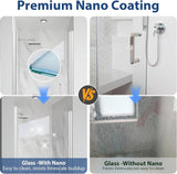 Pivot Shower Door, 28-30" W x 72" H Frameless Single Swing Glass Shower Door with Explosion-Proof Film Nano Coating