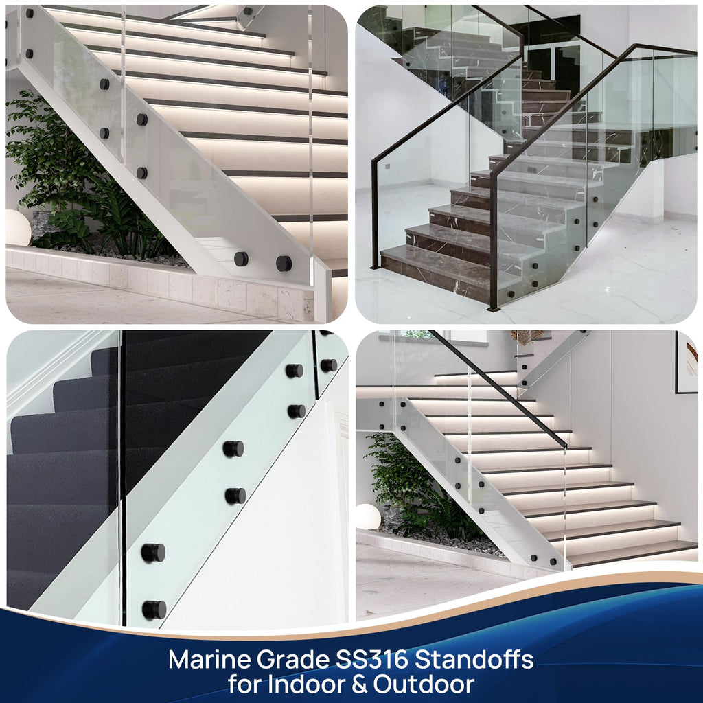 10 Pack Marine Grade SS316 Solid Heavy Duty Glass Railing Standoff