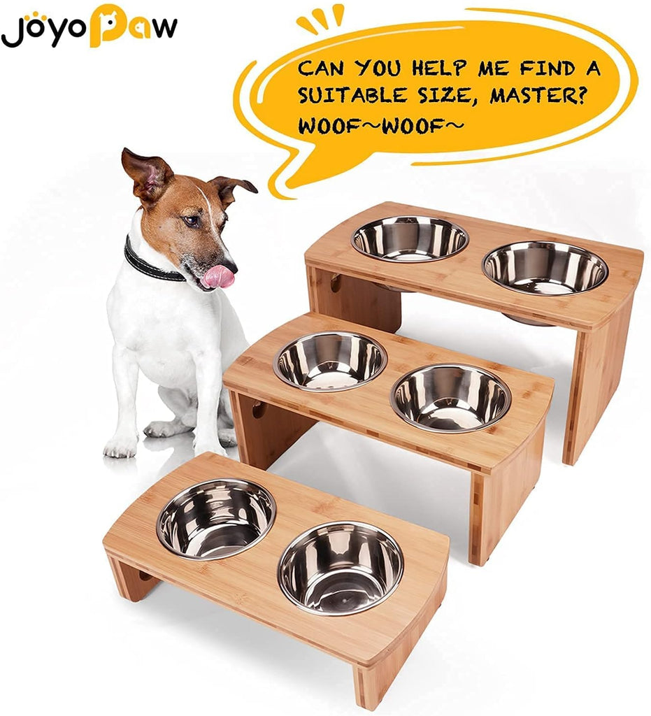Elevated Dog Bowls, Bamboo Raised Dog Bowl Stand (4" Tall)