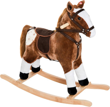 Kids Rocking Horse Plush for Boys Girls with Realistic Sounds Brown