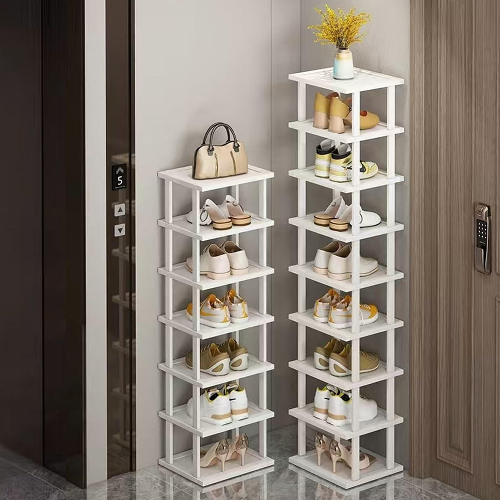 Vertical Shoe Rack, Tall Narrow Shoe Shelf Organizer Entryway Shoe Storage