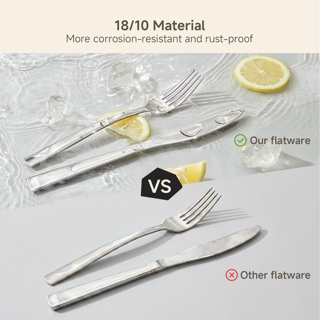 Silverware Set for 8, 40 Piece 18/10 Stainless Steel Flatware Set, Mirror Polished Cutlery Set with Knives Forks
