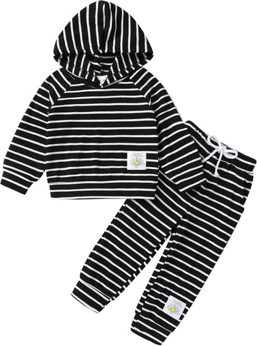 Toddler Baby Girl Waffle Knit Sweatsuit Set Fall Winter Outfit