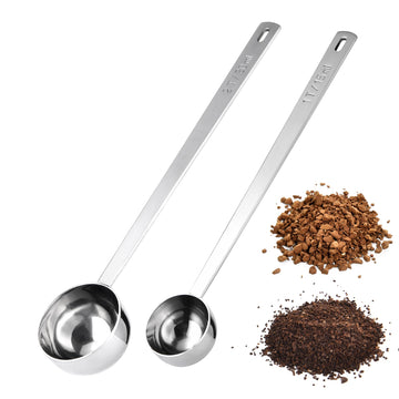 Metal 6.9in Long Handle Coffee Scoop for Ground Coffee (1 & 2 Tbsp)
