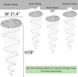 78 Inches Crystal Glam Chandelier Long Light Chandeliers with Dimmable Light Bulbs Silver High Ceiling Pendants Light Fixtures for Foyer Entryway Living Room Stair A100-B0CGDJRQT5