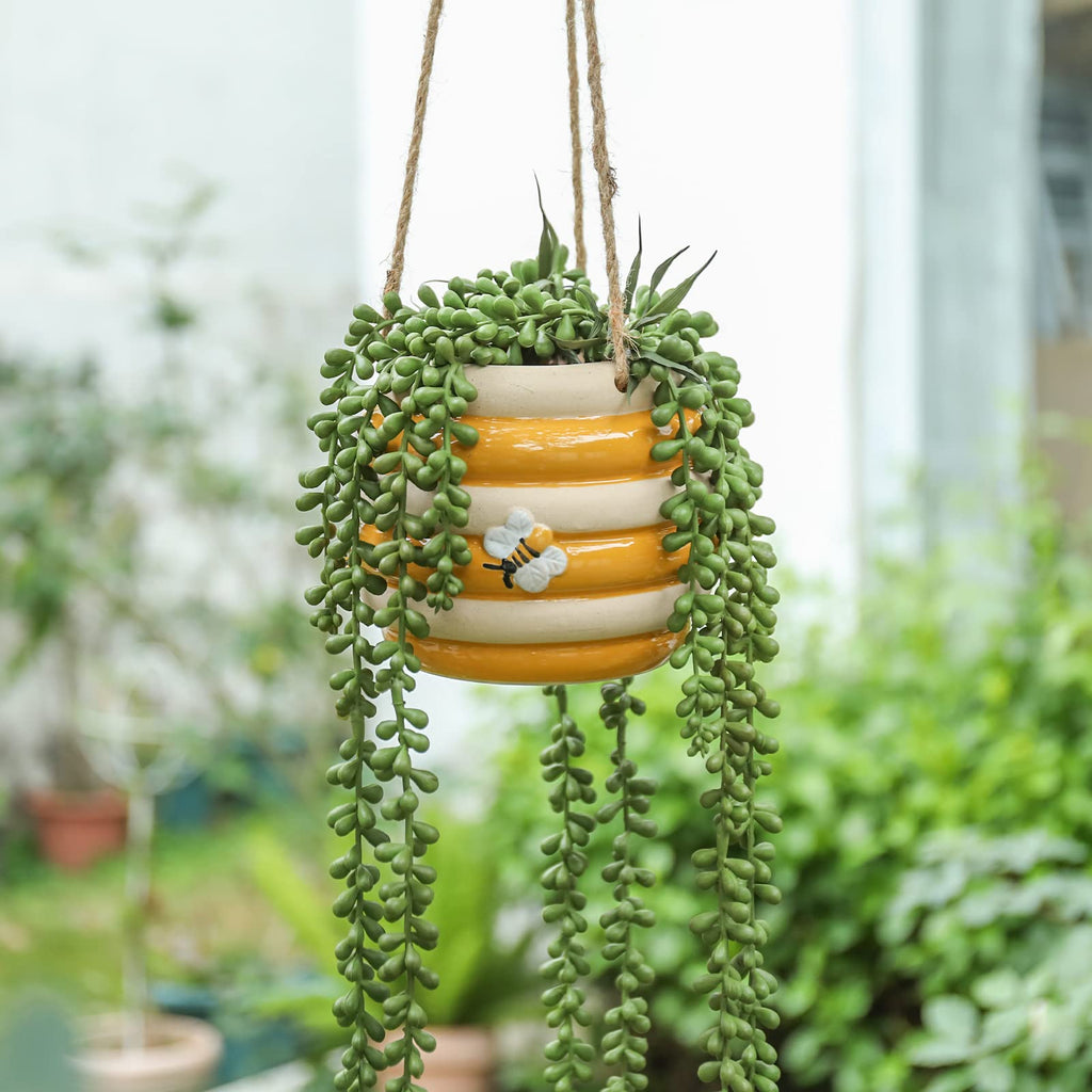 Hanging Ceramic Planter 5 Inch Cute Bee Plant Pots