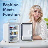 9L Mini Fridge for Bedroom - Car, College Dorm Room & Office Desk 12v Portable Cooler Warmer Skincare, Beauty Makeup