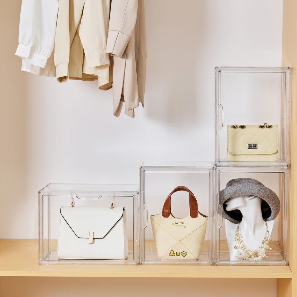 Clear Acrylic Display Case, Stackable Plastic Storage Bins, X-Large