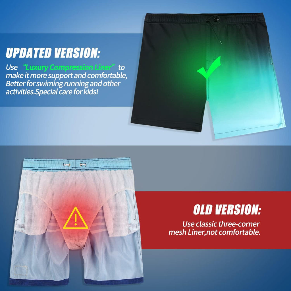 Boys Swim Trunks with Compression Liner Comfortable Anti-Chafe Swimming Shorts Stretchy UPF Quick Dry