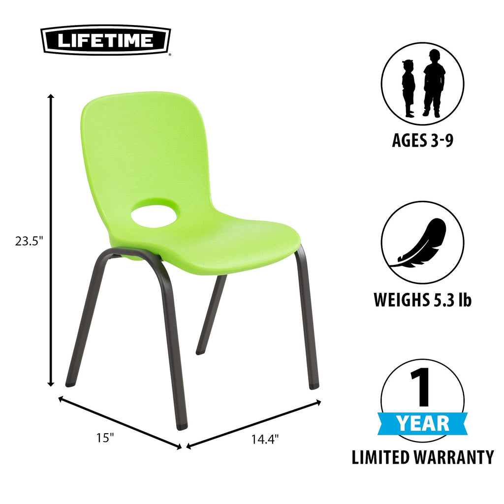 Kids Stacking Chair (4 Pack), Lime Green