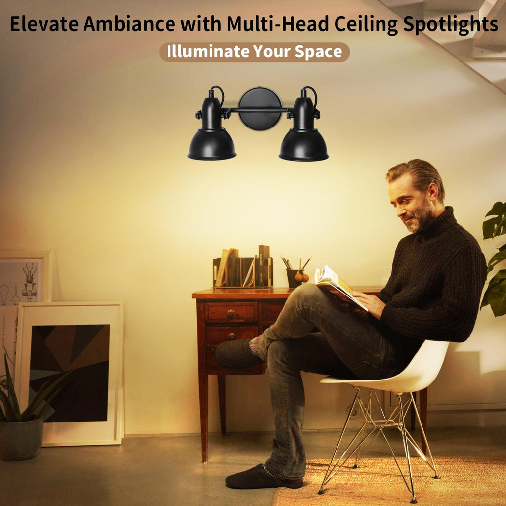 Black Track Light Directional Ceiling Spotlight, E26 Base