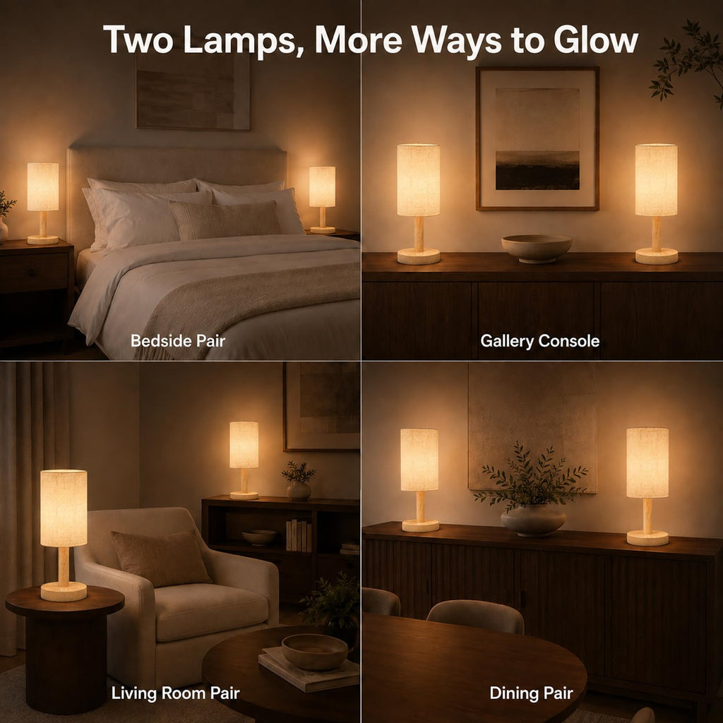 Small Rechargeable Cordless Table Lamp, Nightstand to Desk, Light Oak