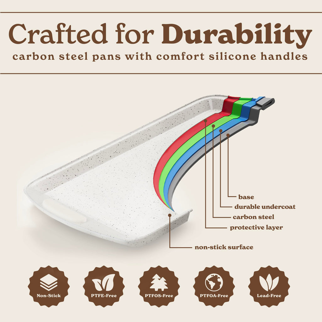 Nonstick Stackable Bakeware Set - Durable, Easy Release Baking Set, Cream, 14 Pcs