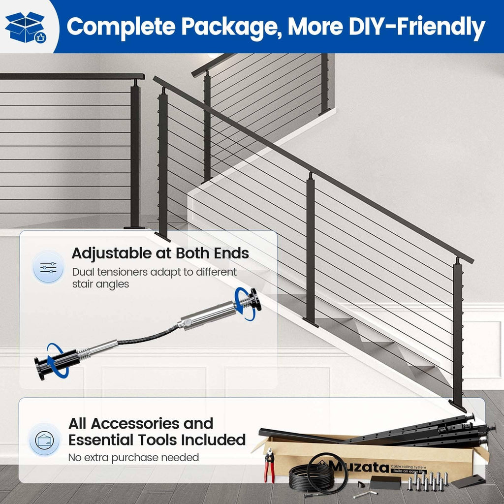 16-20ft Pre-Crimped Complete Cable Railing Kit for Slope 36in RC17