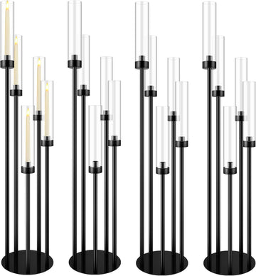 5 Arm Candelabra Centerpieces for Tables 42.5'' Tall Floor Candle Holder Metal Candlestick Stand with Acrylic