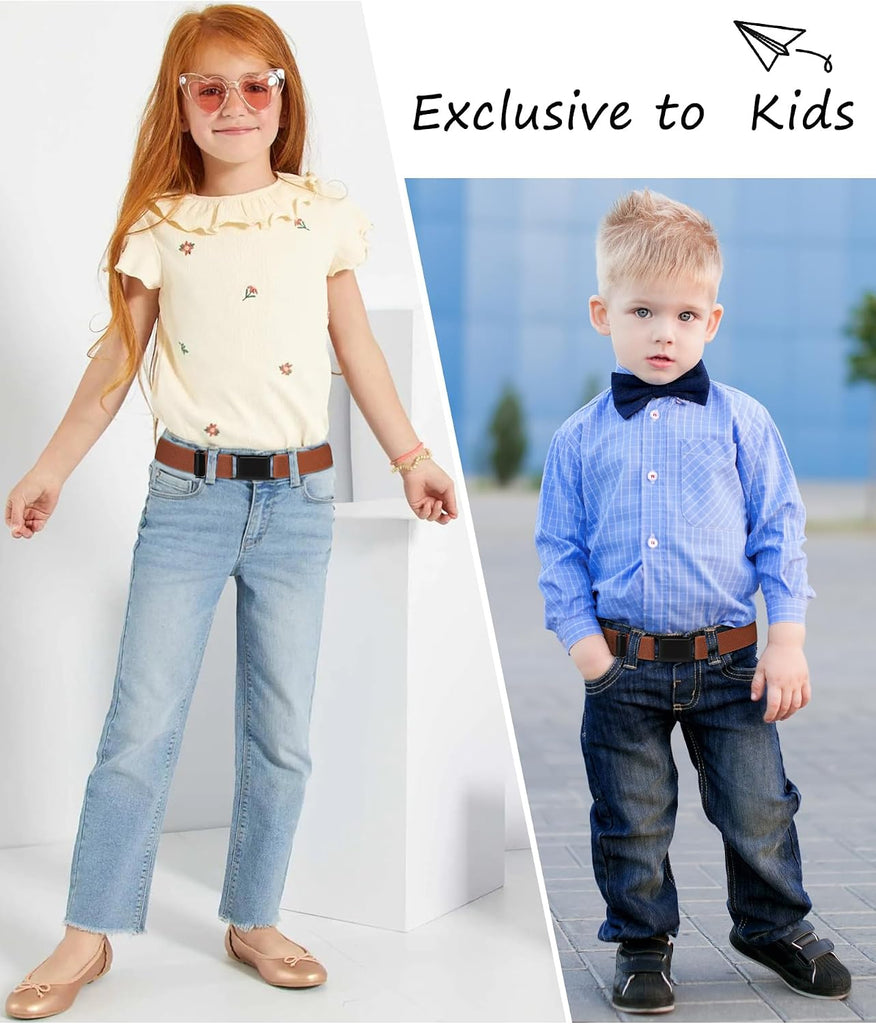 3 Pcs Toddler Kids Elastic Belt for Boys Adjustable Silver Buckle