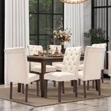 COLAMY Tufted Dining Chairs Set of 2, Accent Parsons Diner Chair Upholstered Fabric Stylish Kitchen Chairs with Solid