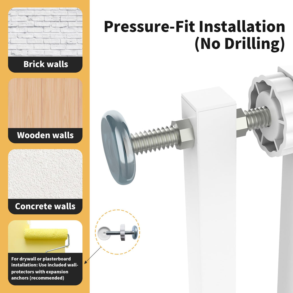 78.74" Extra Tall Cat Gate for Doorway, Wide Adjustable 27.56"-41.7" No Drilling Pet Proof Safety Door Gate, Pressure