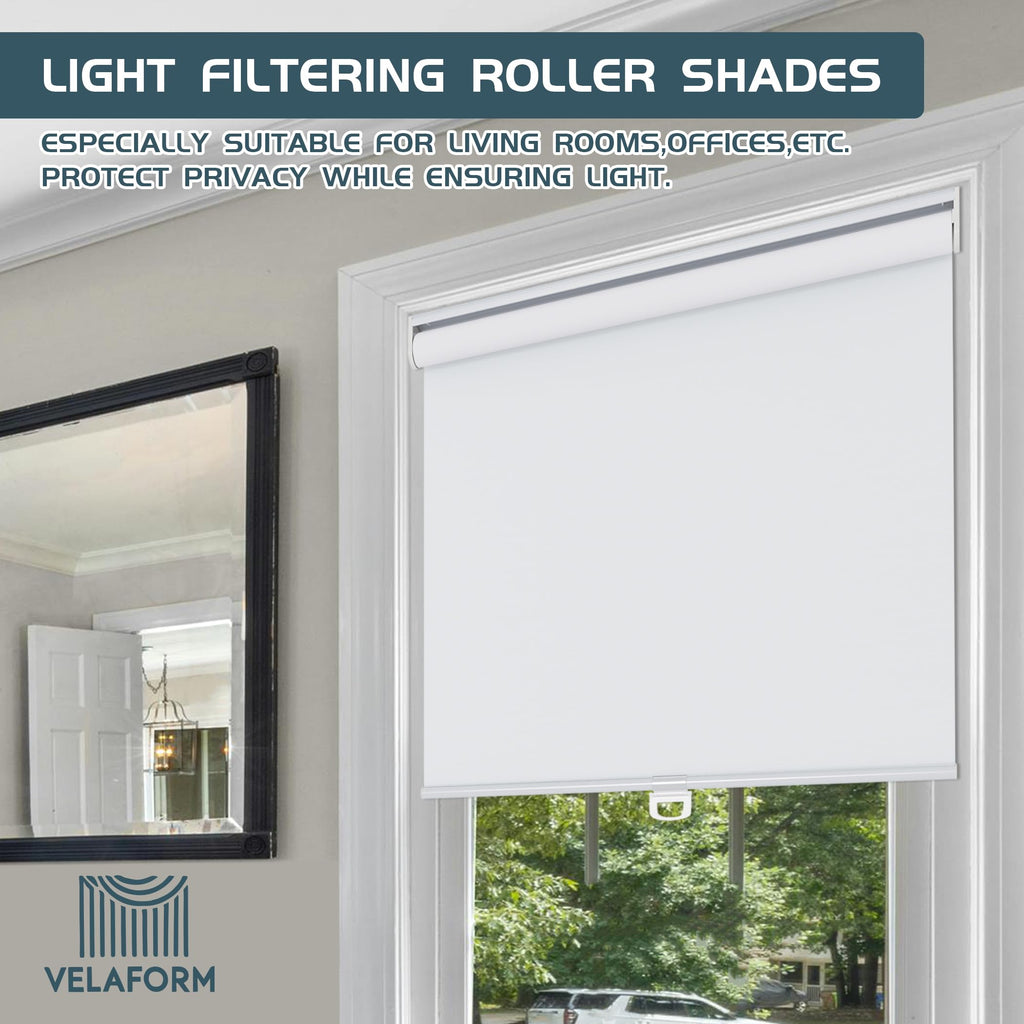 Cordless Roller Shades (, White), Spring Retract