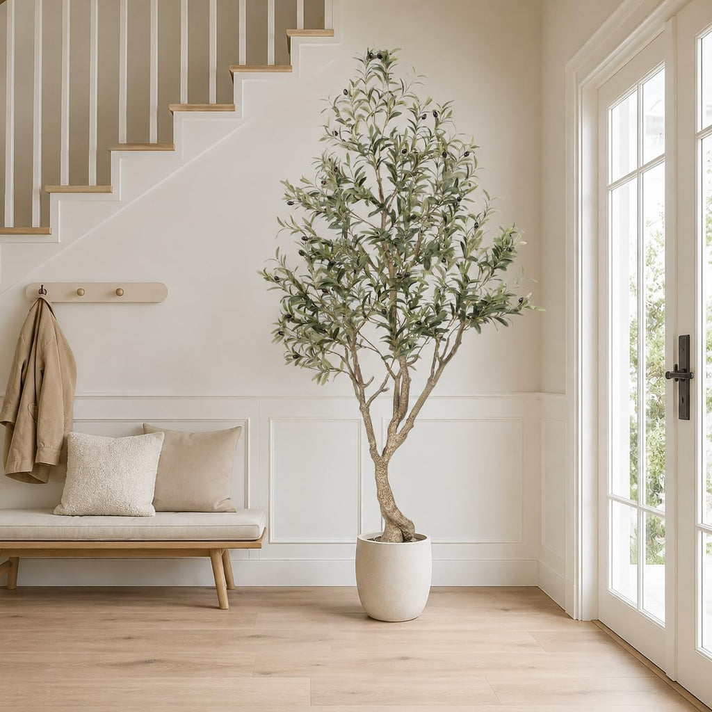 6FT Olive Trees Artificial Indoor - Thick Trunk & Lifelike Fruits