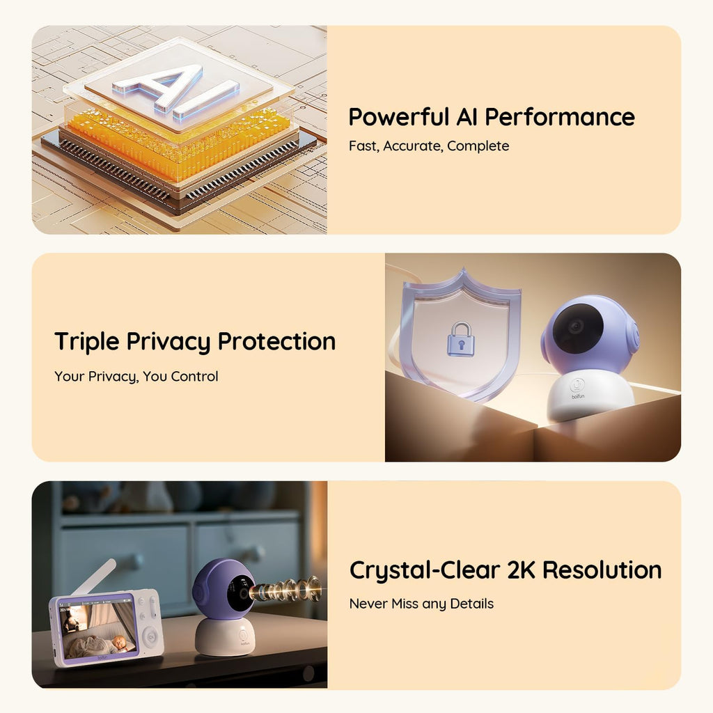 5" WiFi Baby Monitor with App, 2K Night Vision, Safe Encrypted, 2026