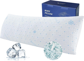 Cooling Body Pillow Shredded Memory Foam with Pillowcase for Adult | Adjustable Foam Pregnancy Long Full Bed Body