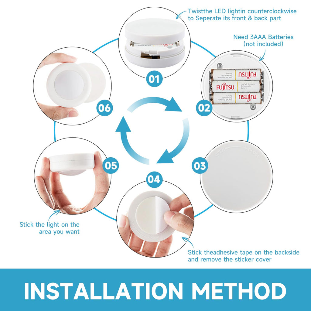 LED Puck Lights with Remote Control, Wireless Under Cabinet Lighting,Color Changing Lights with Dimmer and Timer, AAA