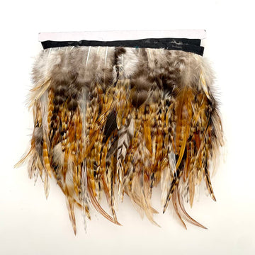 Rooster Hackle Feather Trim Fringe for DIY Clothing Craft Dress Decoration(Natural 1) - 2yards