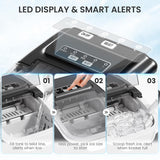 Countertop Ice Maker, 8 Cubes in 6 Mins, 26Lbs/Day Bullet Ice, Portable Ice Maker with 2 Sizes of Cubes