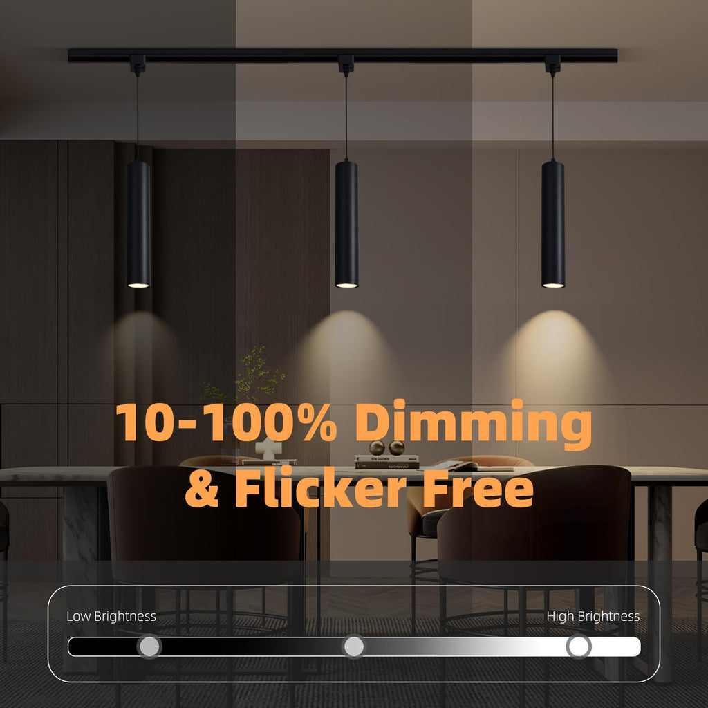 H Track Pendant Lights with Adjustable Cord, Black 6.5W 6 Pack