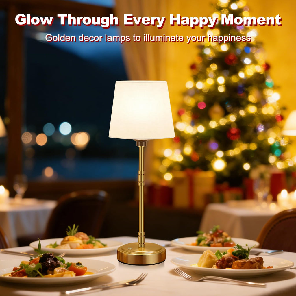 Cordless Table Lamps Set of 2 - Battery Operated Lamp with 7500mAh Rechargeable Battery, Stepless Dimmable Vintage