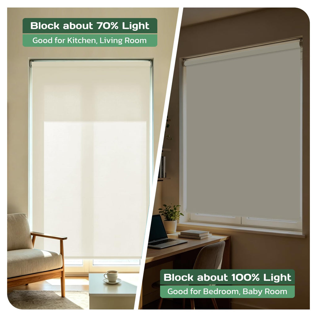 Motorized Blackout Window Shades, Remote Control Wireless and Rechargeable Window Blinds, Easy to Install Room