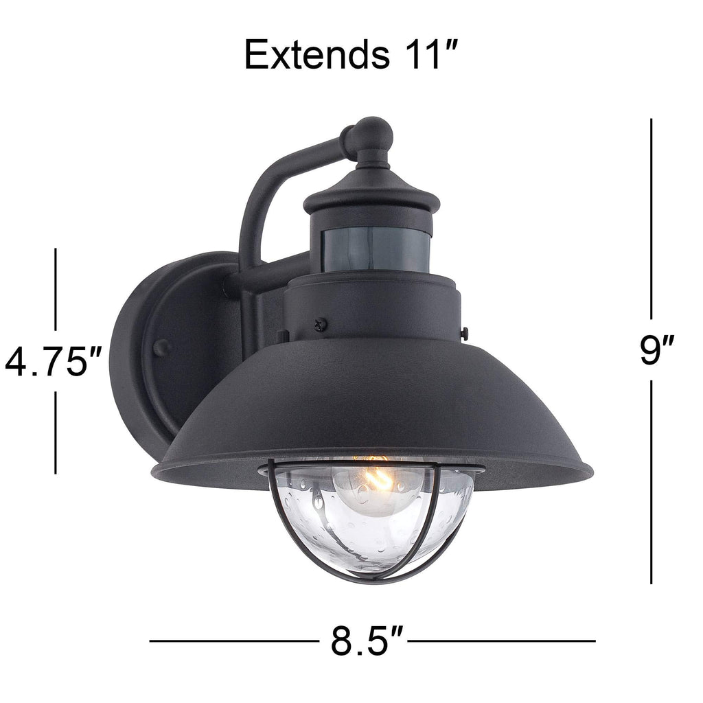Oberlin 9" Black Auto-On Motion Sensor Rustic Outdoor Light Fixture
