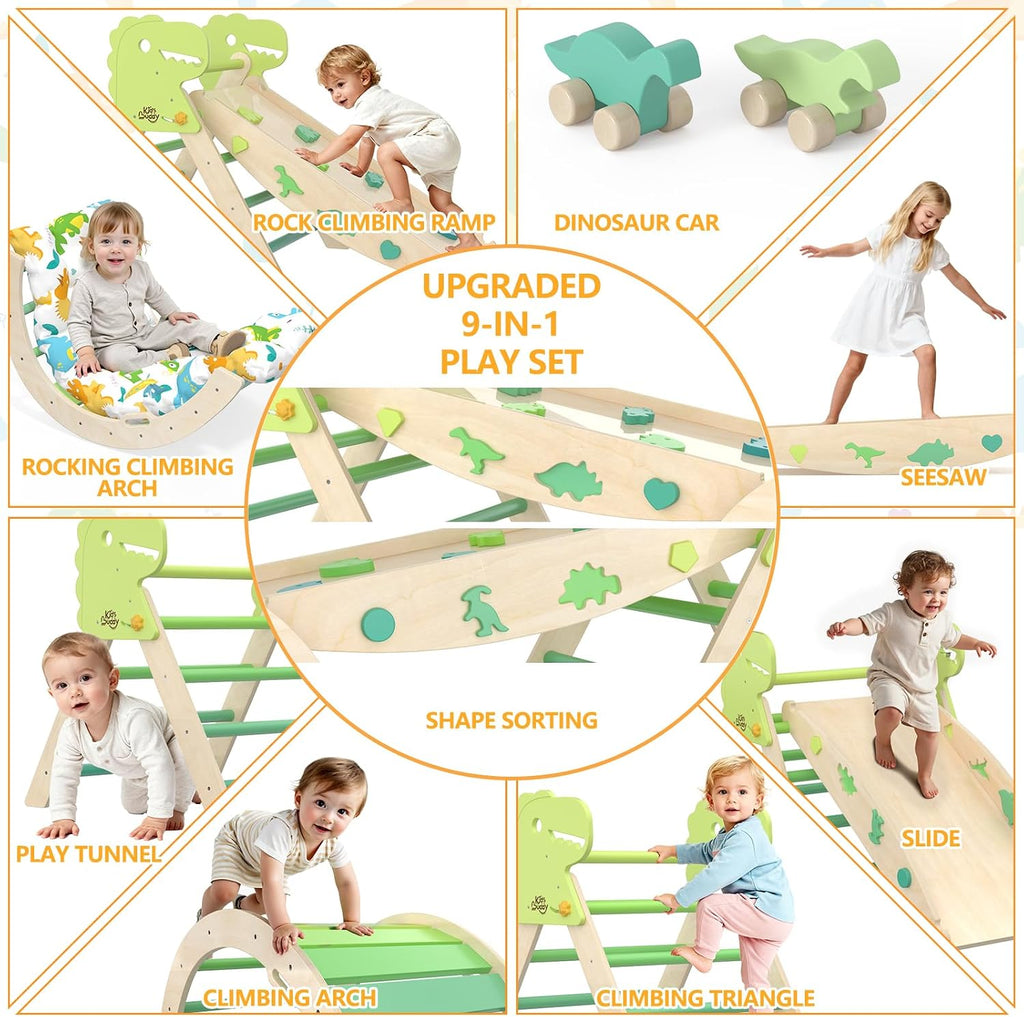 Triangle Set with Cushion 9 in 1 Climbing Toys for Toddlers 1-3 Indoor Baby Climbing Gym Toddler Montessori Toys