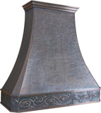 42 Inch Copper Island Mount Range Hood 610 CFM LED Lights Dishwasher-Safe Baffle Filters