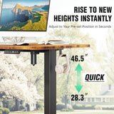 47.2" Standing Desk, Adjustable Height Office Desk with Wood Desktop, Computer Table Work, Study and Gaming