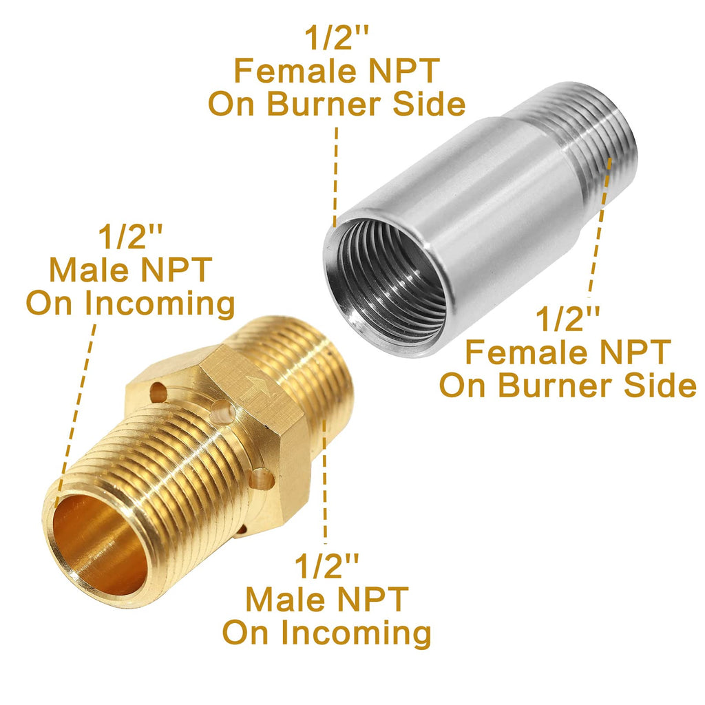 6" Round Fire Pit Burner Ring - 1/2" Air Mixer Valve, 88, 000 BTU, Compatible with Natural Gas & Propane, for Outdoor