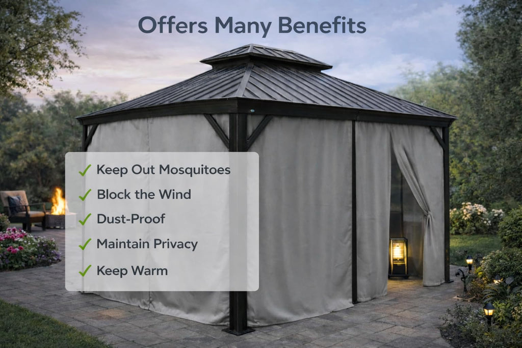 12' x 20' Outdoor Gazebo Privacy Curtain Sidewall