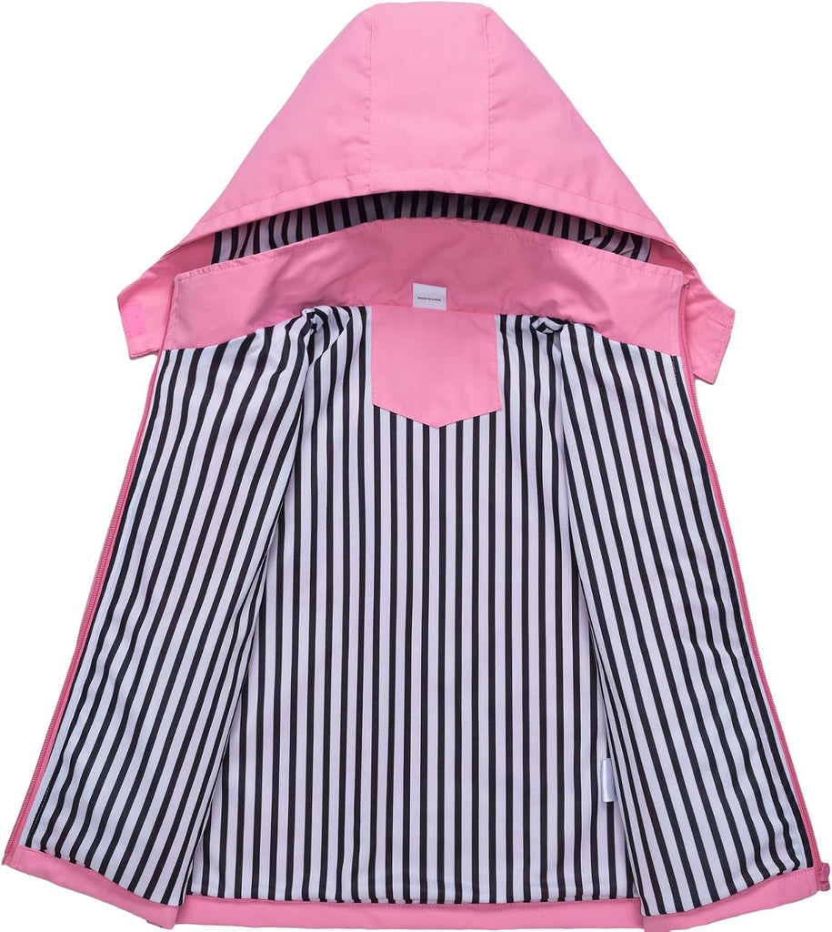 Rain Jacket with Detachable Hood Lightweight Raincoats for Kids